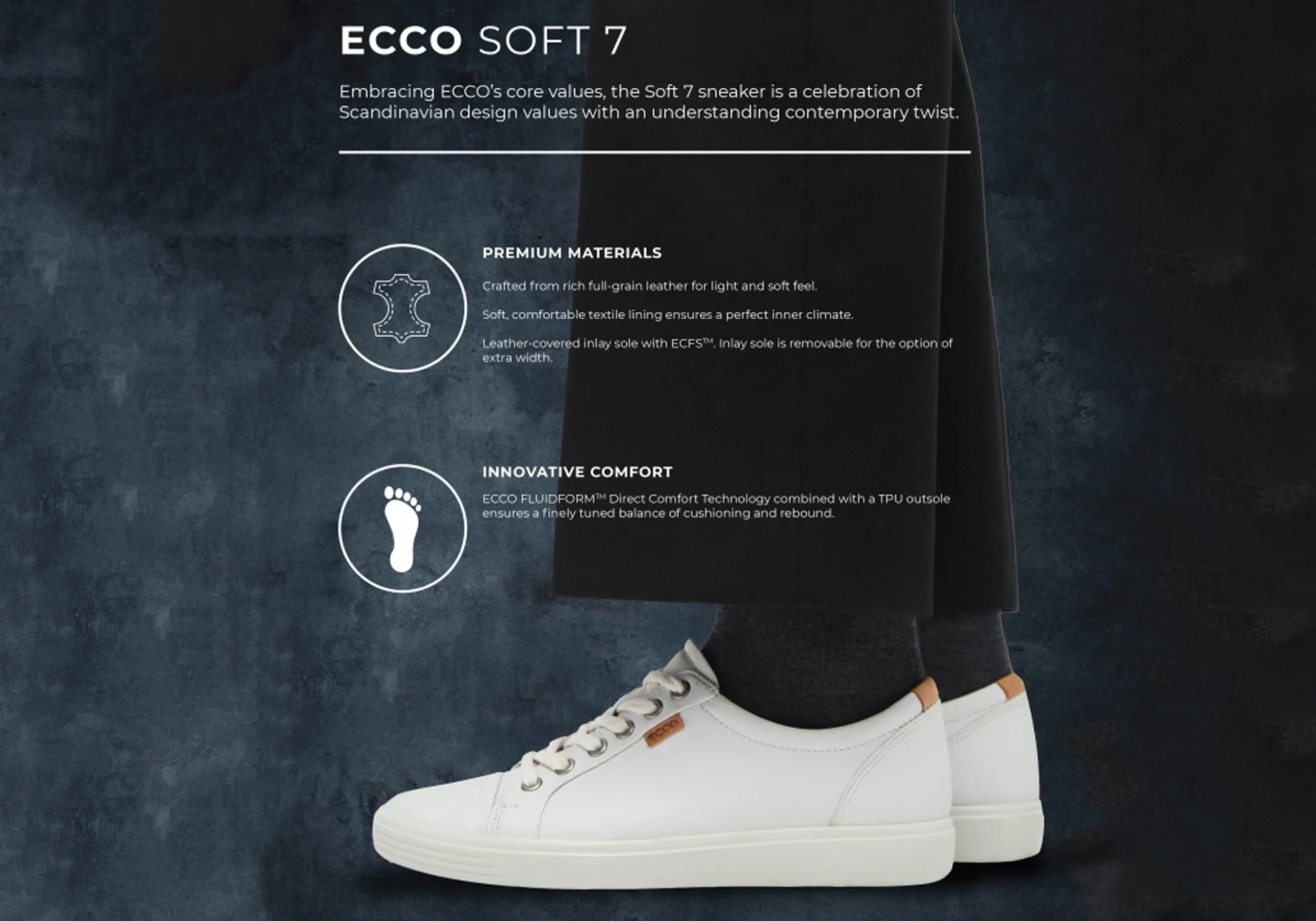ECCO Damen Soft 7 Bequeme Leder Casual Schnürschuhe Sneakers ECCO Schuhe