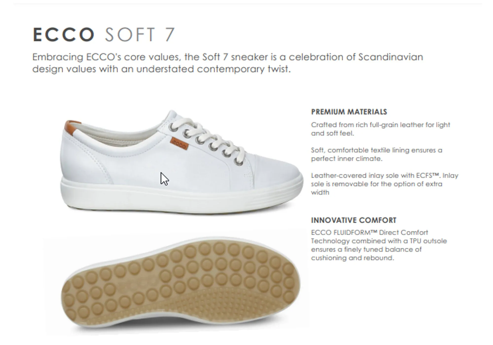 ECCO Damen Soft 7 Bequeme Leder Casual Schnürschuhe Sneakers ECCO Schuhe
