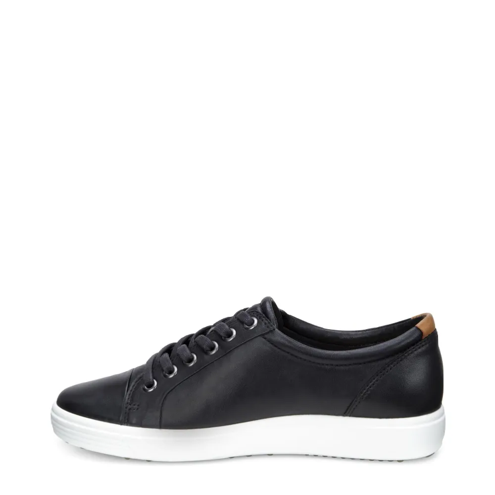 Ecco Damen Soft 7 Leder-Sneaker mit Schnürung in Schwarz