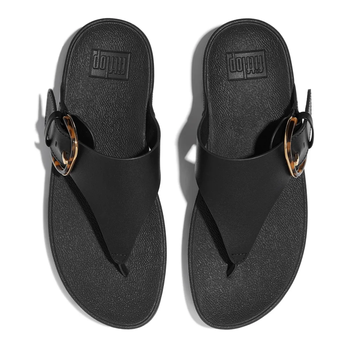 FitFlop Damen Lulu Zehensteg-Schnalle Schwarz/Schildpatt