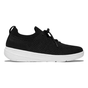 FitFlop Damen SUPER-Q Strick-Schnürschuh Schwarz/Weiß