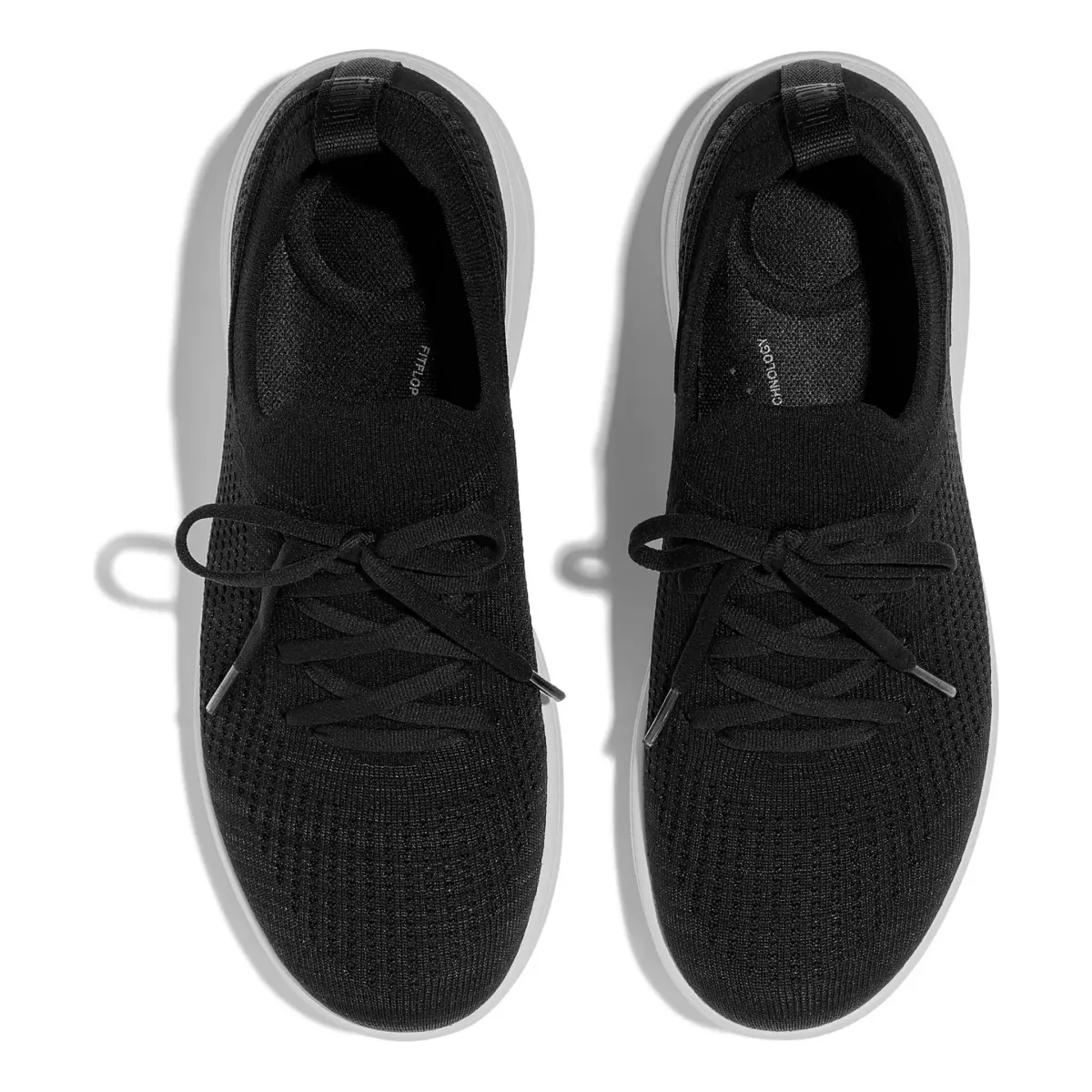 FitFlop Damen SUPER-Q Strick-Schnürschuh Schwarz/Weiß
