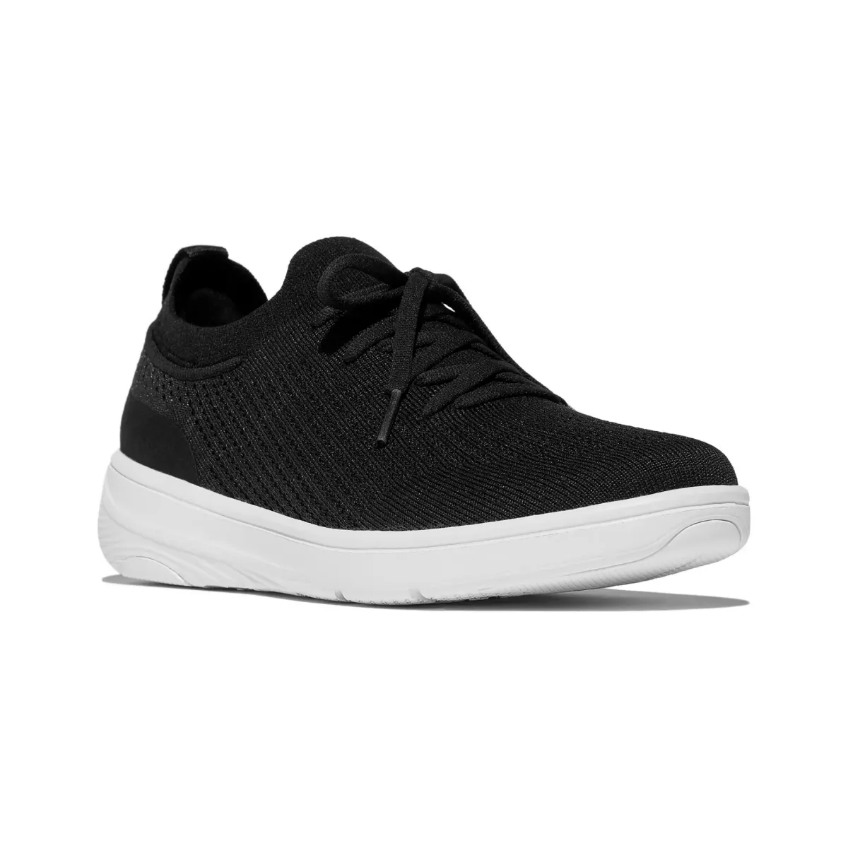 FitFlop Damen SUPER-Q Strick-Schnürschuh Schwarz/Weiß