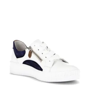 Gabor Damen Sneaker mit Doppel-Reißverschluss in Weiß/Marine/Löwenweiß/Navy/Braun