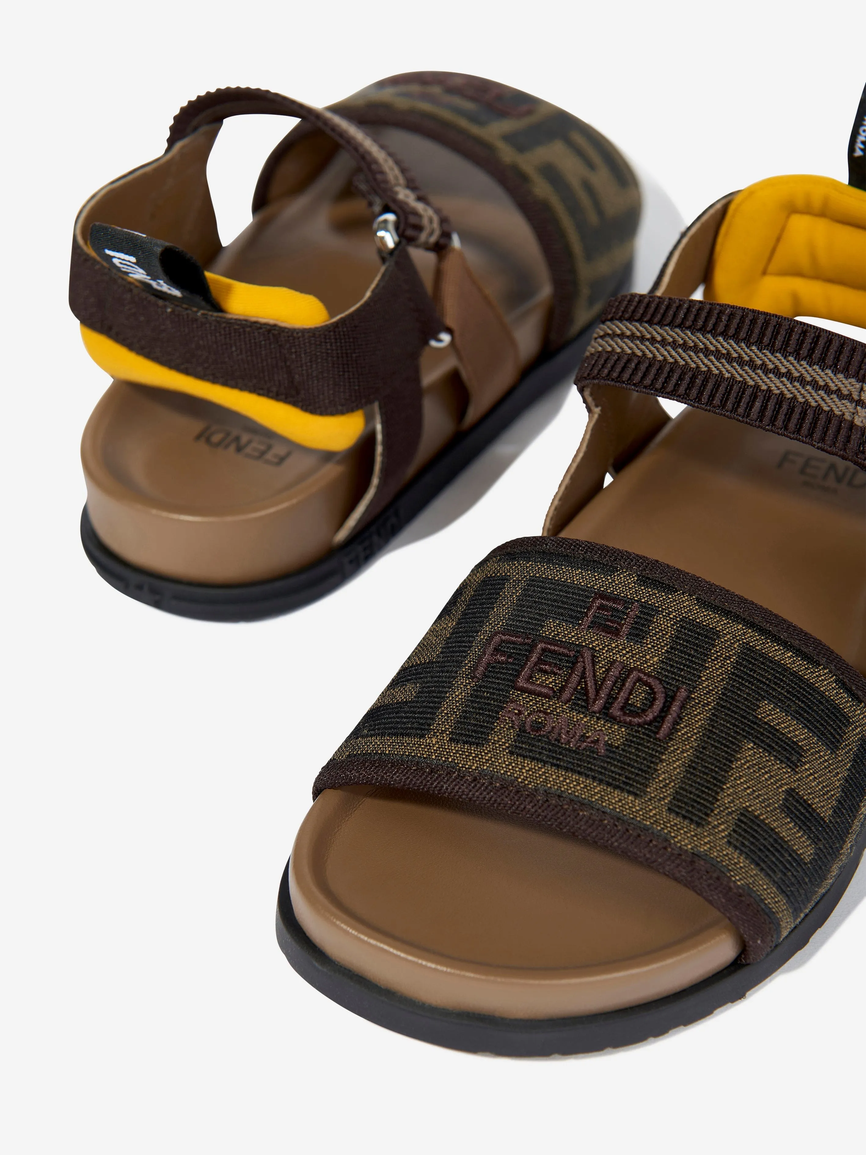 Mädchen FF Jacqaurd Logo Sandalen in Braun