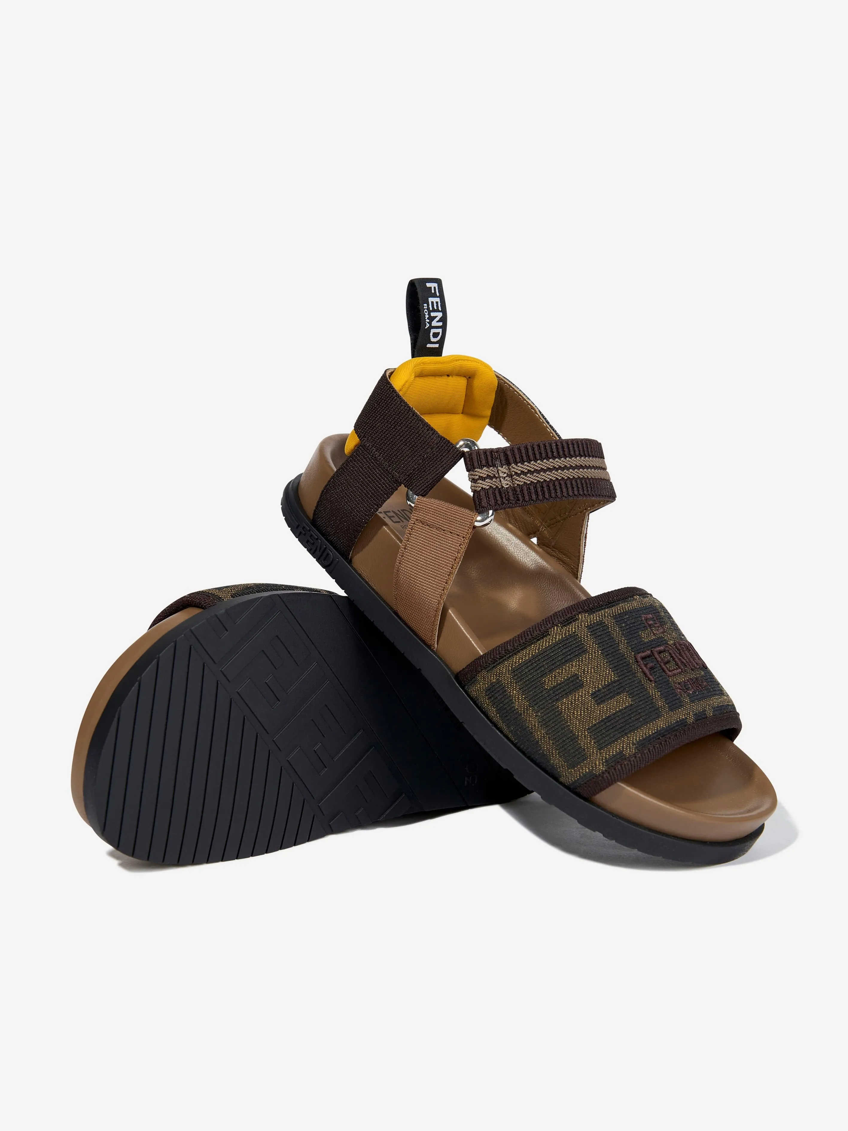 Mädchen FF Jacqaurd Logo Sandalen in Braun