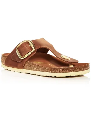 Gizeh Big Buckle Damen Leder Schlupf Riemchensandalen