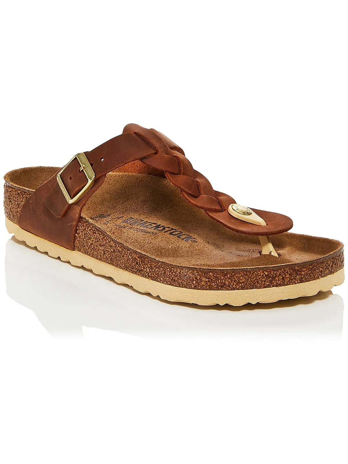 Gizeh Geflochtene Damen-Leder-Sandalen mit Riemchen