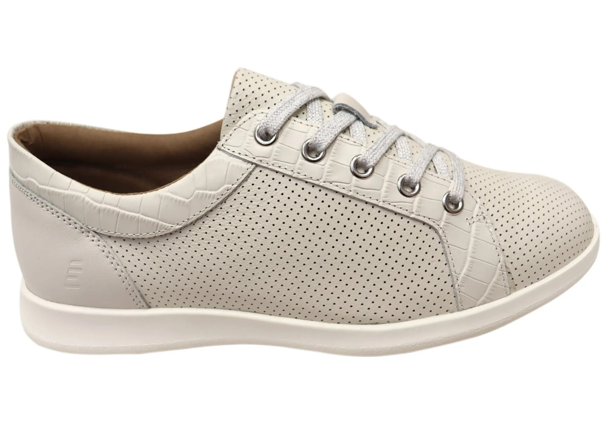 Homyped Carrie Lace Damen Weiße Leder Freizeitschuhe Homyped Schuhe