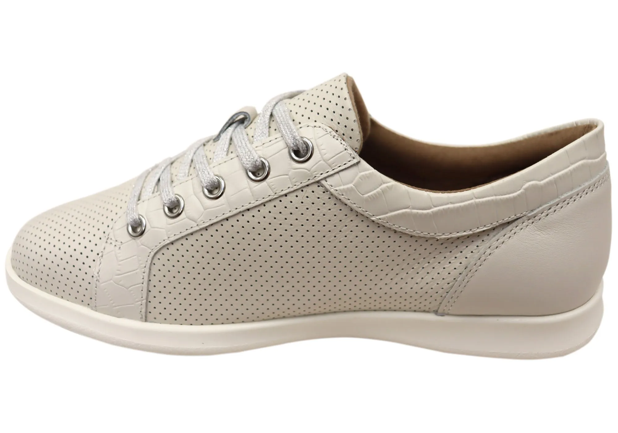 Homyped Carrie Lace Damen Weiße Leder Freizeitschuhe Homyped Schuhe