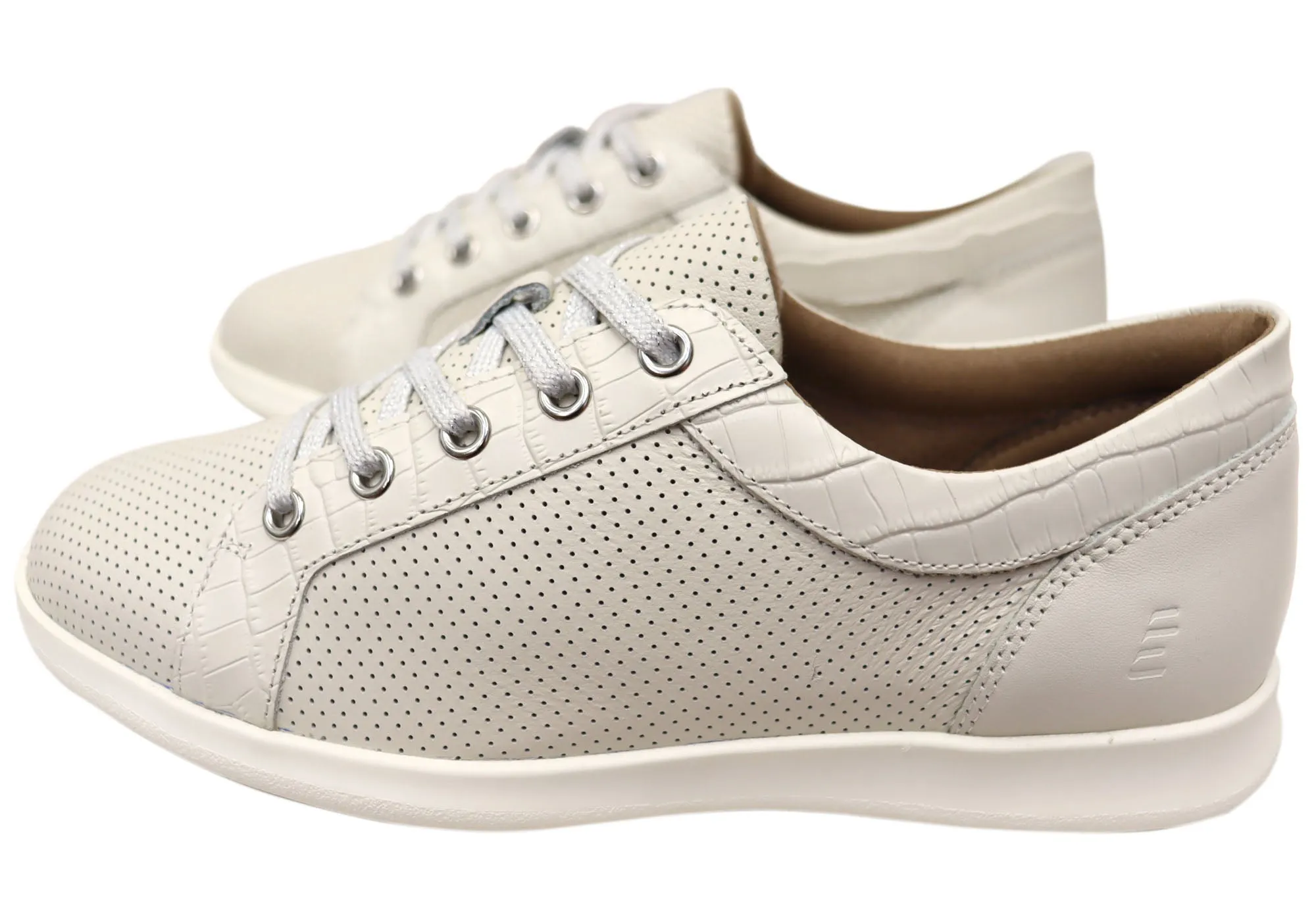 Homyped Carrie Lace Damen Weiße Leder Freizeitschuhe Homyped Schuhe