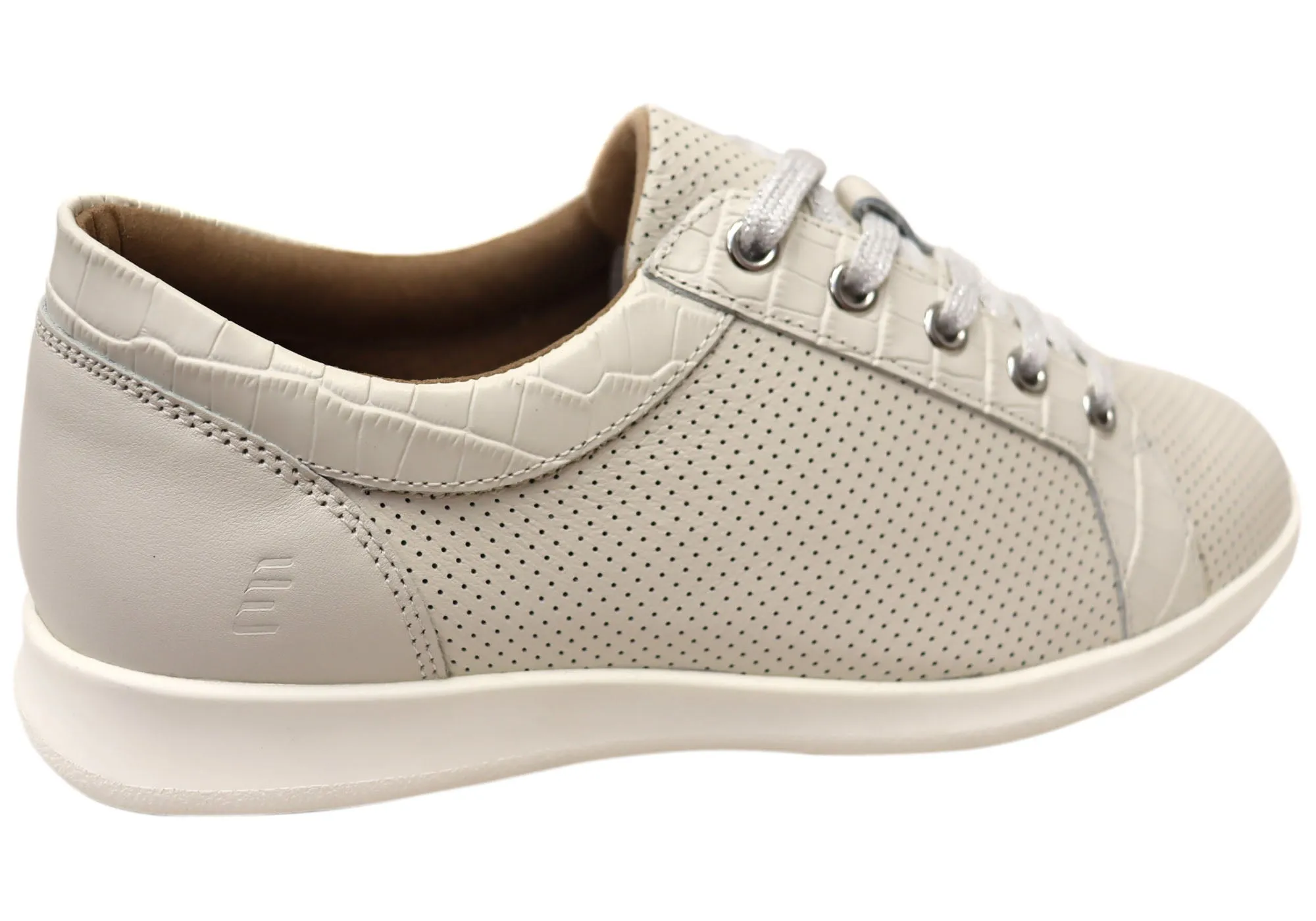 Homyped Carrie Lace Damen Weiße Leder Freizeitschuhe Homyped Schuhe