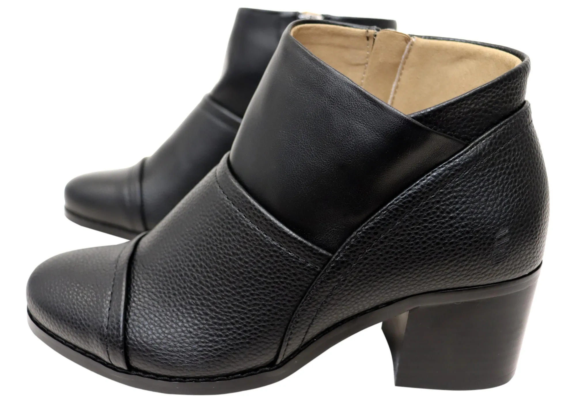 Homyped Kaiserin Blockabsatz Damen Weite Passform Knöchelstiefel Homyped Schuhe
