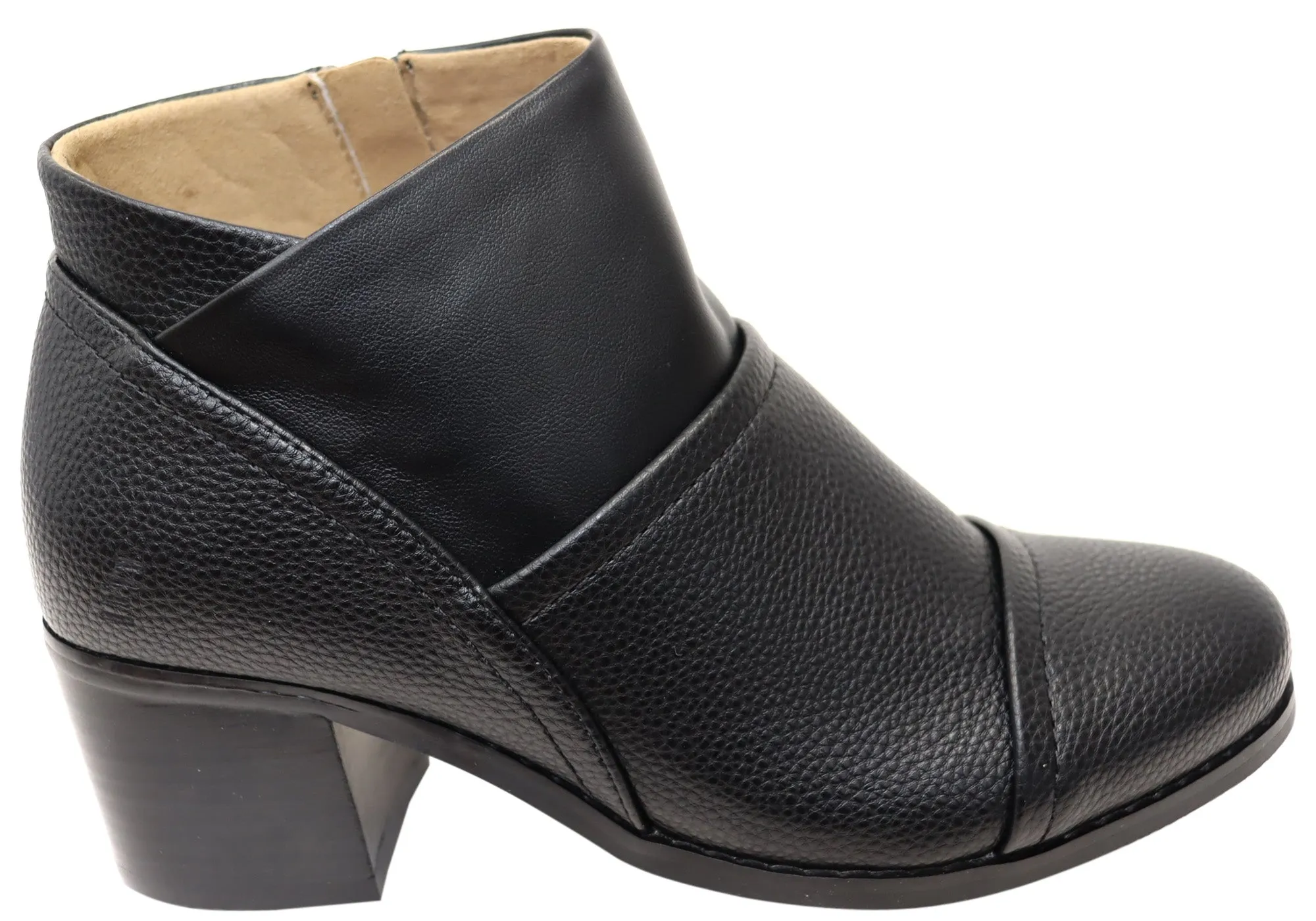 Homyped Kaiserin Blockabsatz Damen Weite Passform Knöchelstiefel Homyped Schuhe