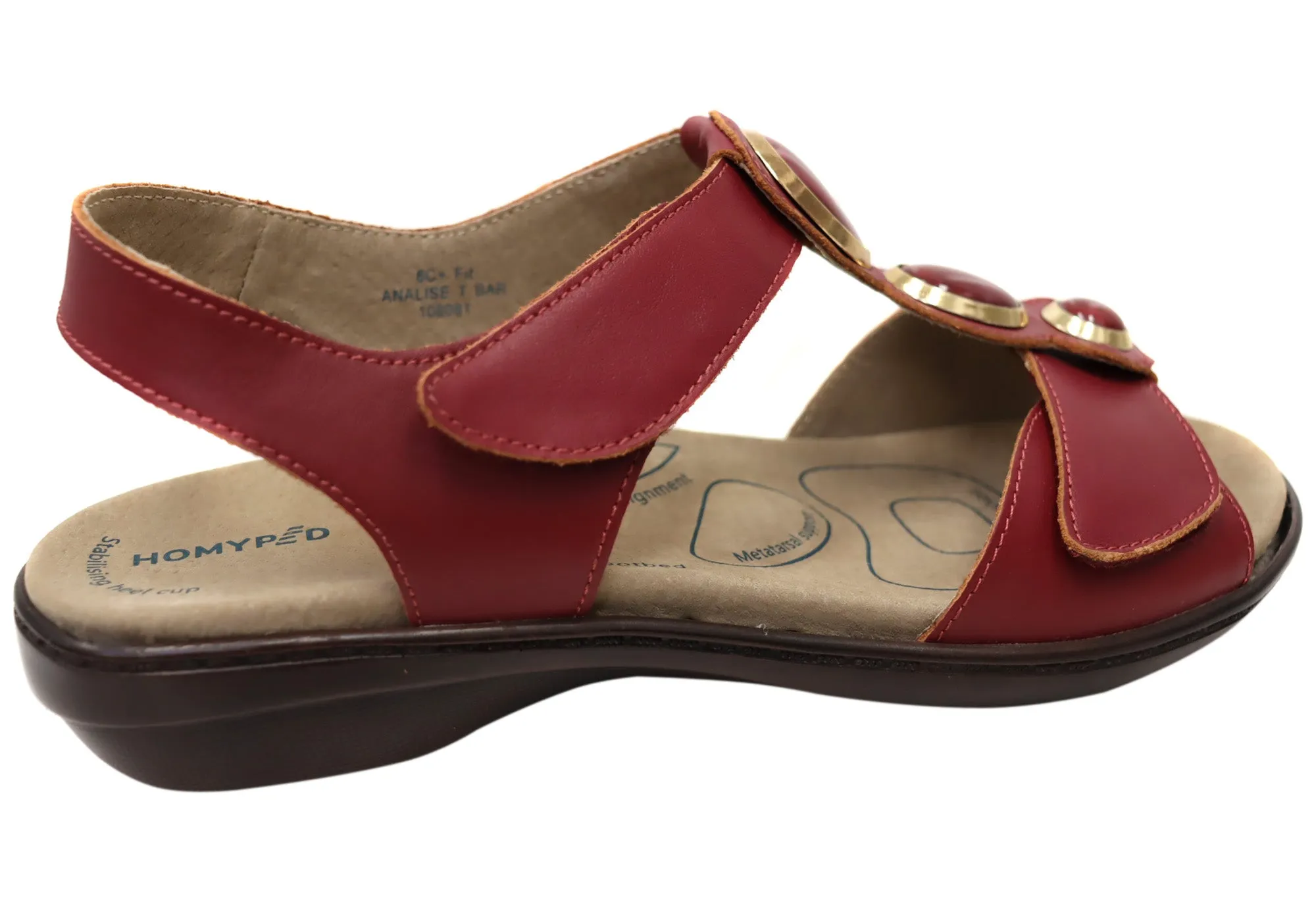 Homyped Damen Analise T-Bar Bequeme Ledersandalen Homyped Schuhe