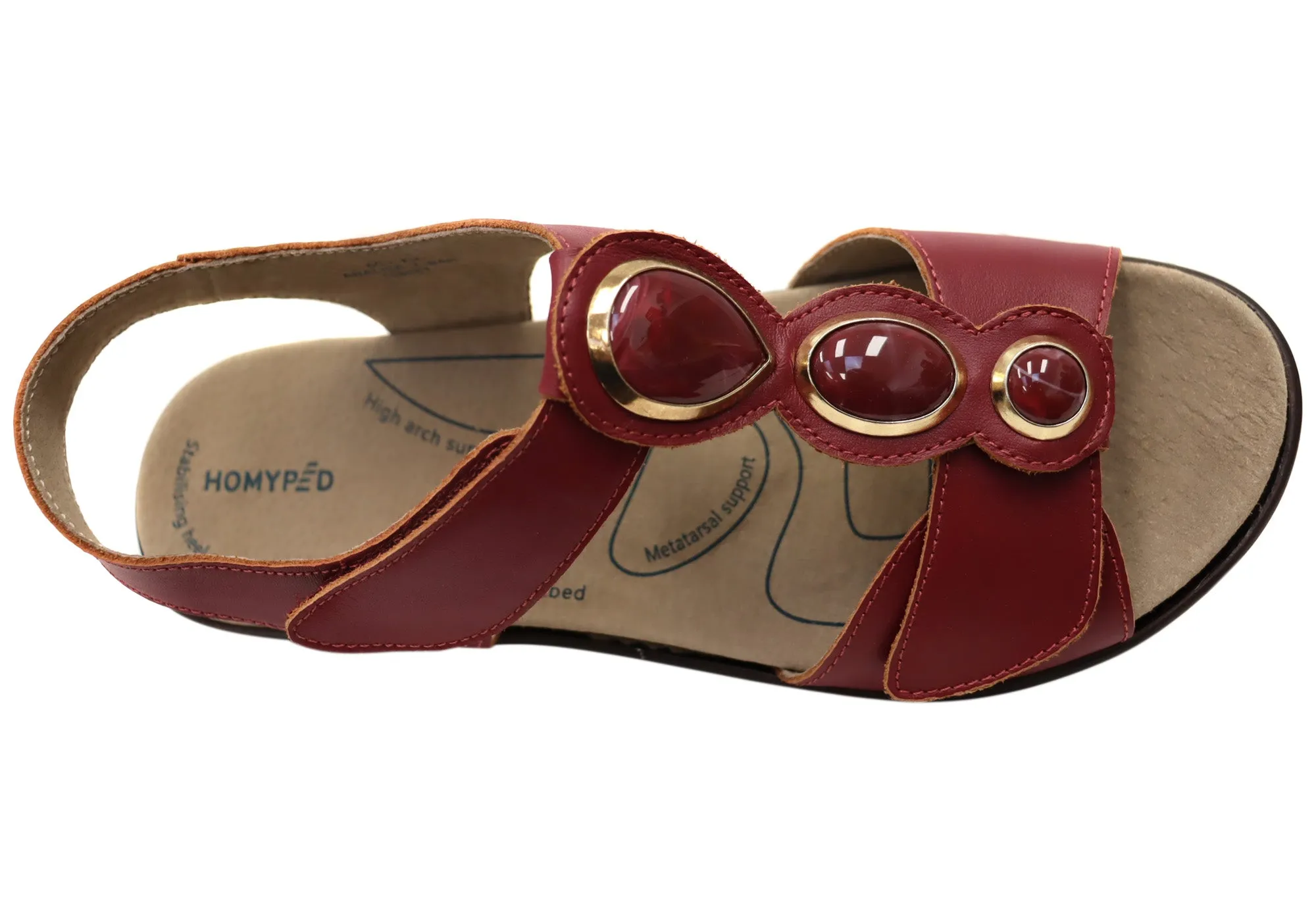 Homyped Damen Analise T-Bar Bequeme Ledersandalen Homyped Schuhe