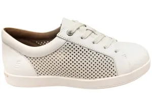 Homyped Damen Lotti Spitze Weißes Leder Weite Passform Freizeitschuhe Homyped Schuhe