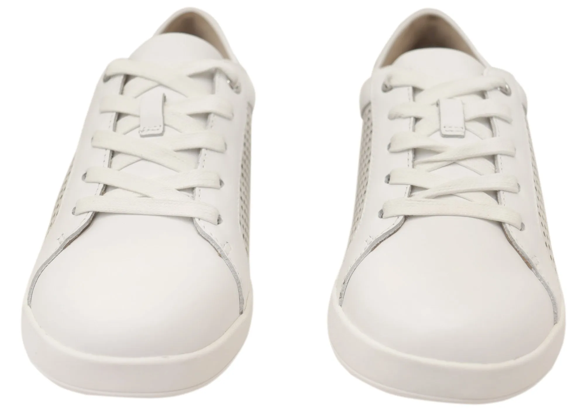Homyped Damen Lotti Spitze Weißes Leder Weite Passform Freizeitschuhe Homyped Schuhe
