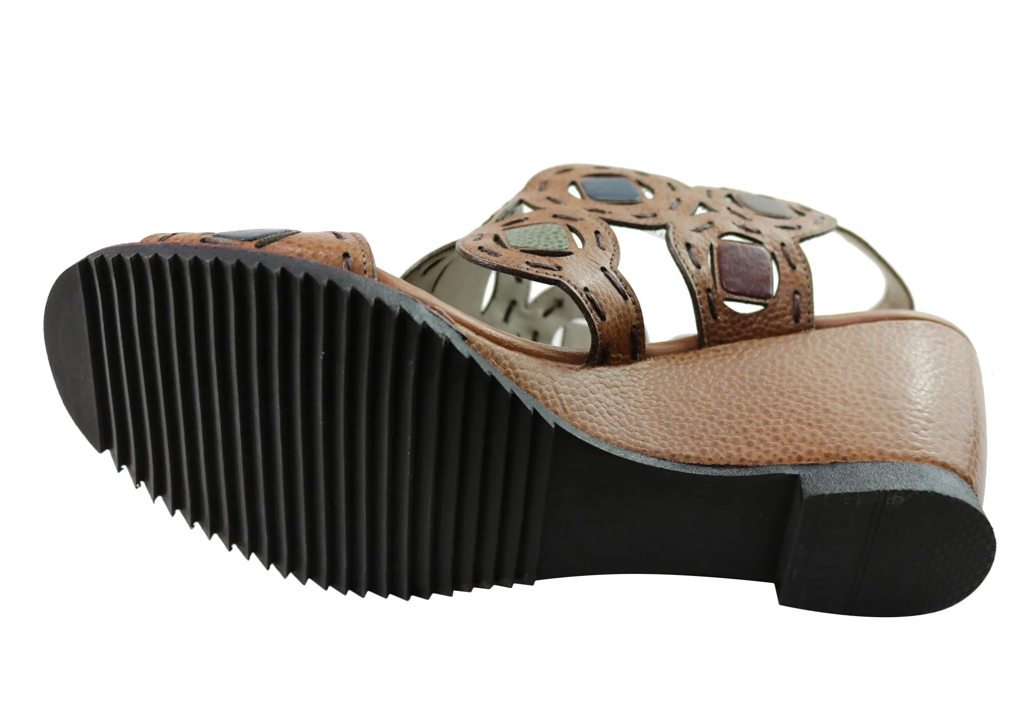 J Gean Sonya Damen Bequeme Keilabsatz-Sandalen aus Leder, Hergestellt in Brasilien J Gean Schuhe