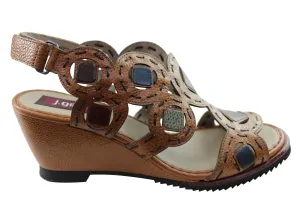 J Gean Sonya Damen Bequeme Keilabsatz-Sandalen aus Leder, Hergestellt in Brasilien J Gean Schuhe