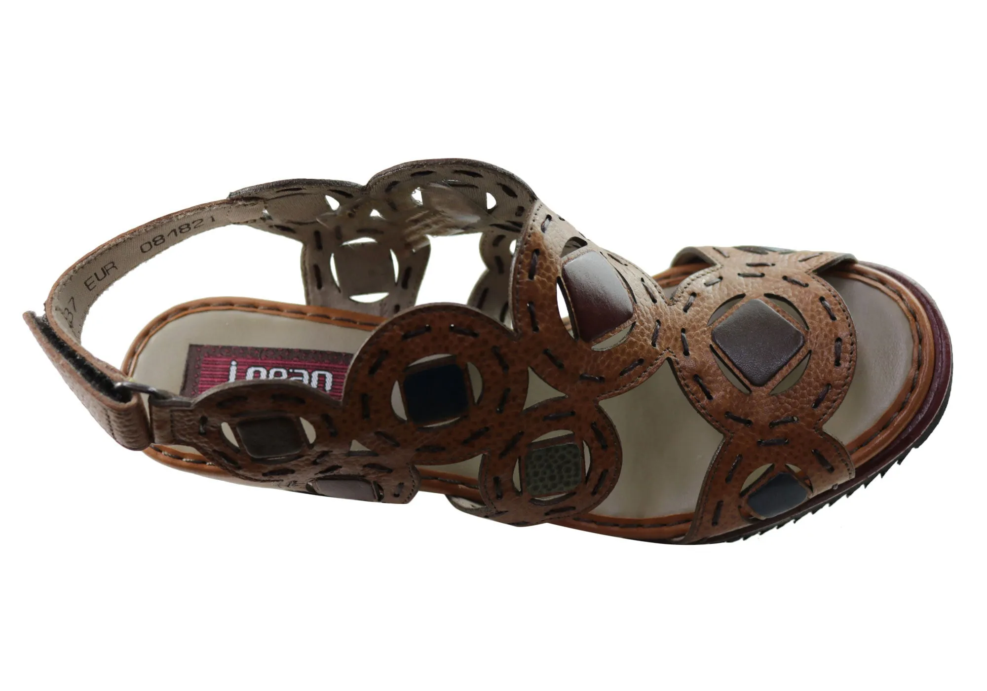 J Gean Sonya Damen Bequeme Keilabsatz-Sandalen aus Leder, Hergestellt in Brasilien J Gean Schuhe