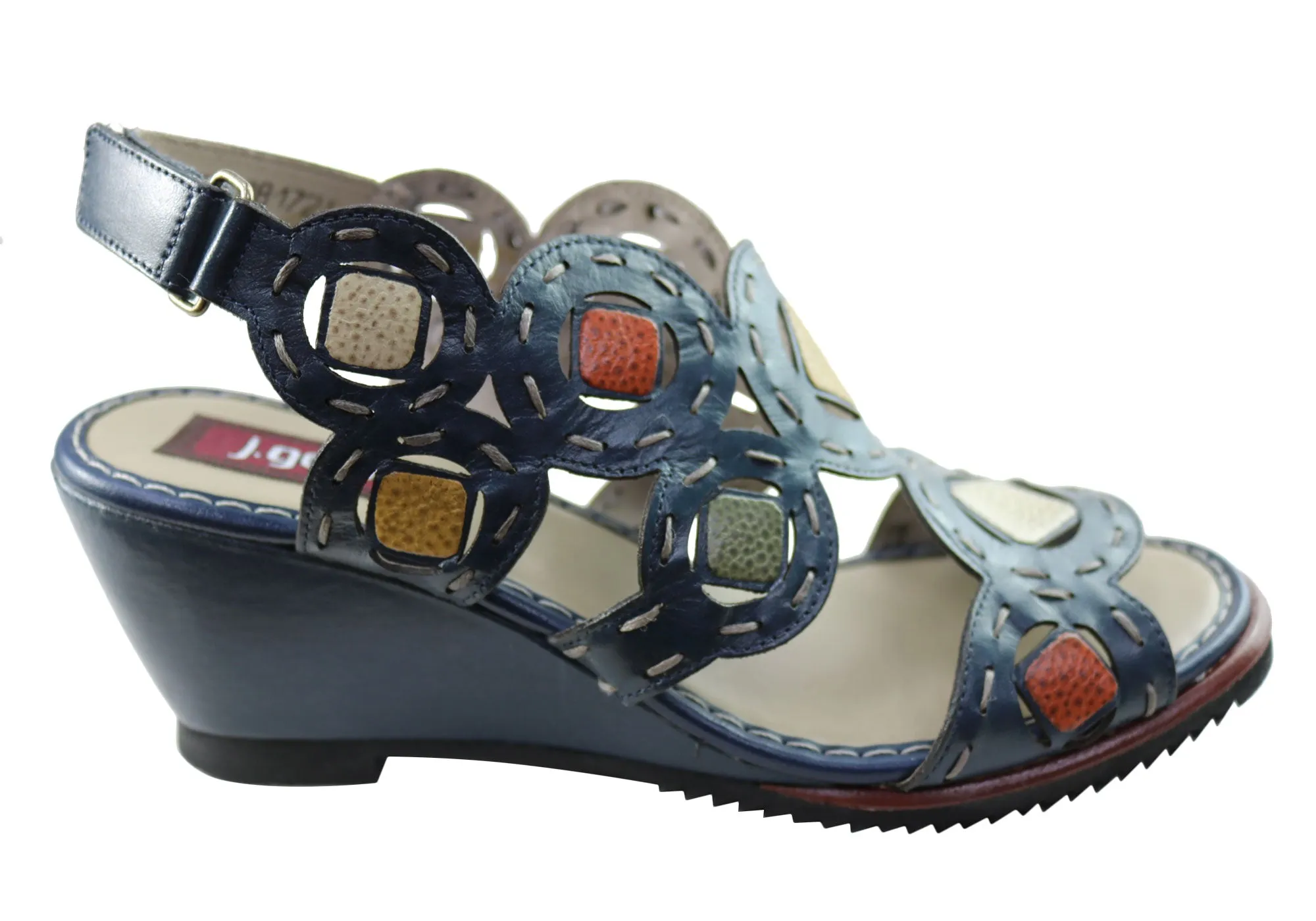 J Gean Sonya Damen Bequeme Keilabsatz-Sandalen aus Leder, Hergestellt in Brasilien J Gean Schuhe