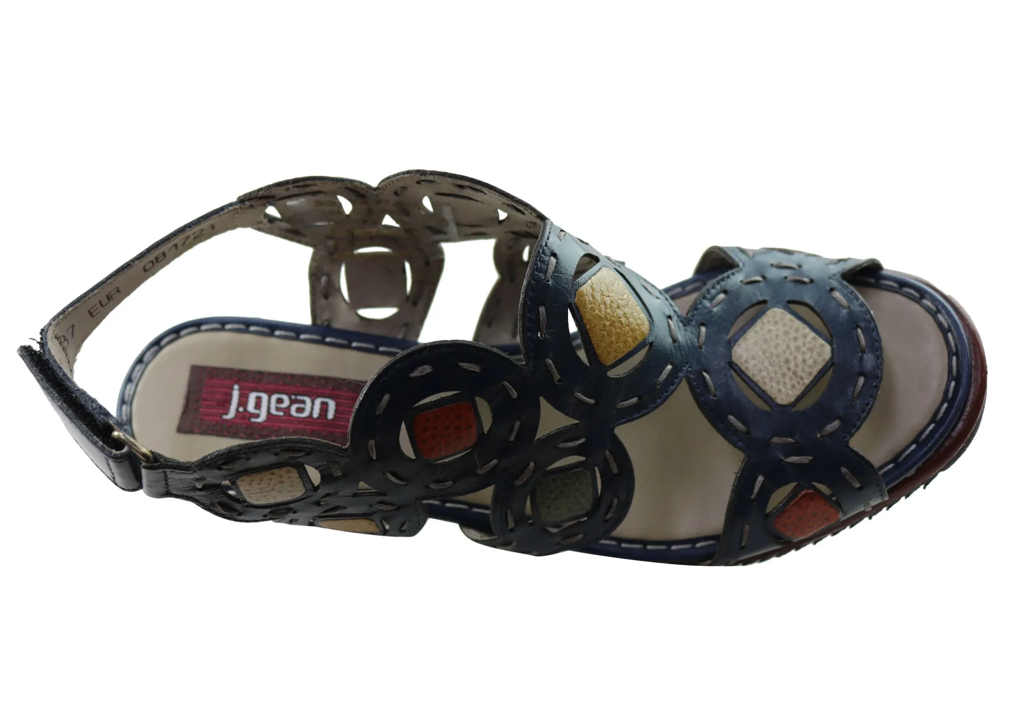 J Gean Sonya Damen Bequeme Keilabsatz-Sandalen aus Leder, Hergestellt in Brasilien J Gean Schuhe