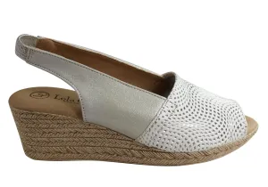 Lola Canales Damen Komfort Keilabsatz Sandalen Aus Leder Hergestellt In Spanien Lola Canales Schuhe