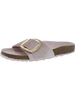 Madrid Big Buckle Nieten-Logo Damen Samt Kork-Slide-Sandalen
