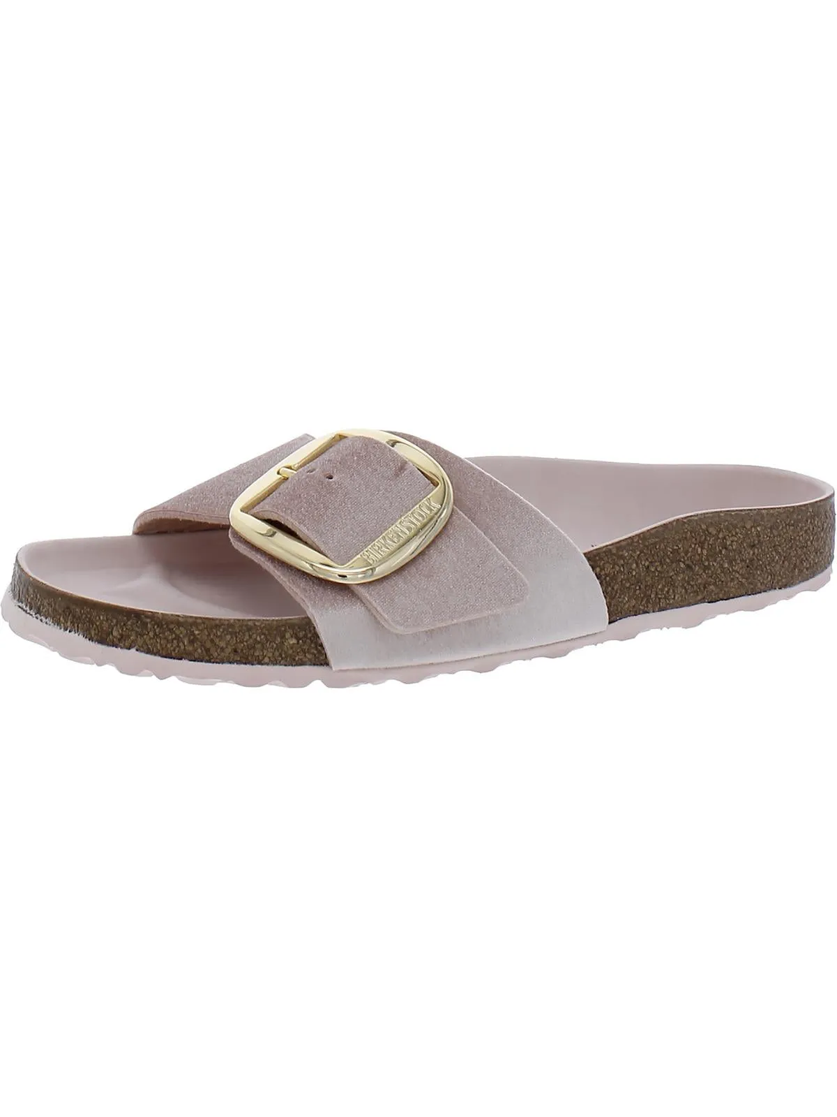 Madrid Big Buckle Nieten-Logo Damen Samt Kork-Slide-Sandalen