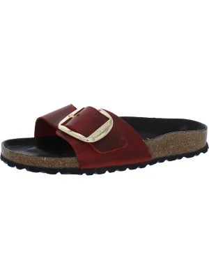 Madrid Damen Ledersandalen mit großer Schnalle und Korksohle