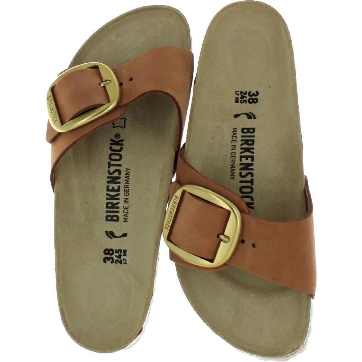 Madrid Big Buckle Damen Nubuck Schlupf-Sandalen mit Fußbett