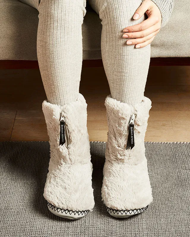 Monroe Faux-Fur Pantoffelstiefel in Grau & Anthrazit