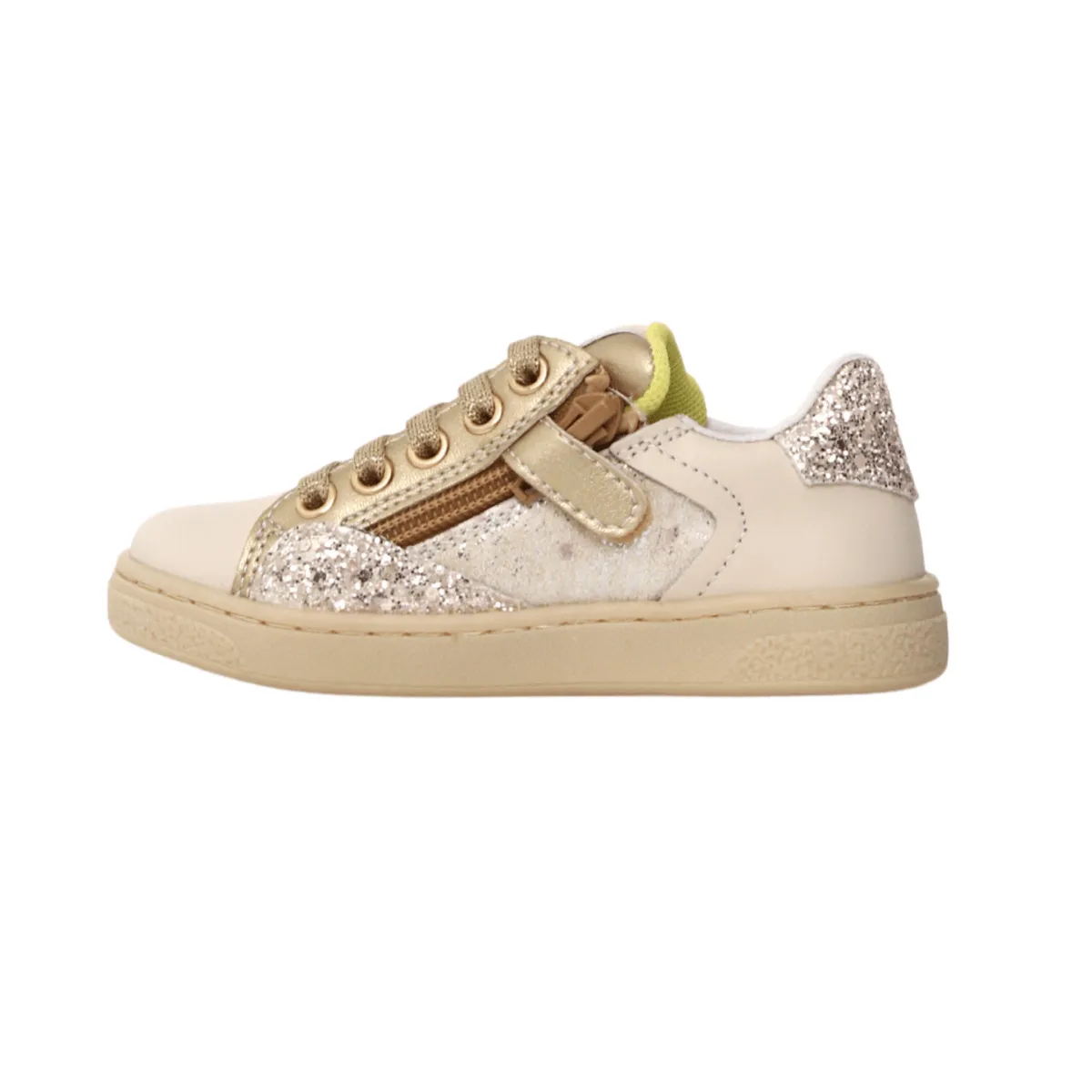 Naturino Mädchen (Größen 33-35) Quar Reißverschluss Milch/Platin/Glitzer Naturino Kinderschuhe