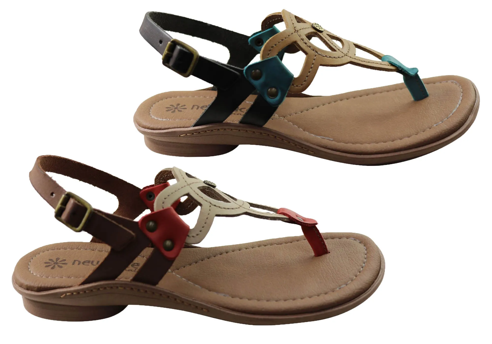 New Face Ellis Damen Bequeme Ledersandalen Hergestellt in Brasilien New Face Schuhe