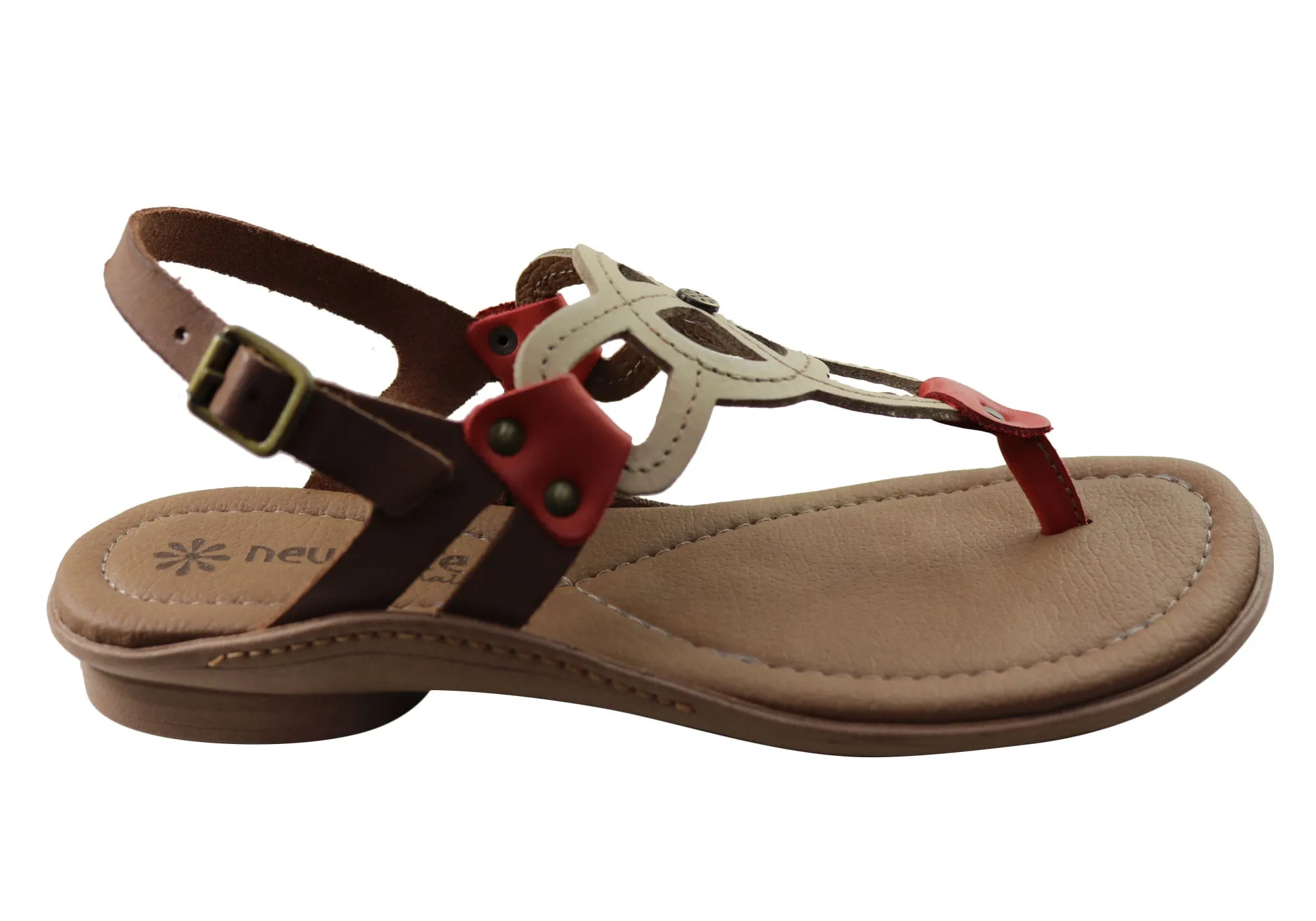 New Face Ellis Damen Bequeme Ledersandalen Hergestellt in Brasilien New Face Schuhe