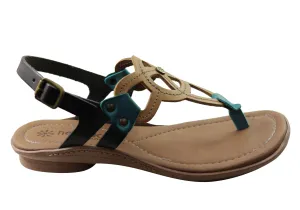 New Face Ellis Damen Bequeme Ledersandalen Hergestellt in Brasilien New Face Schuhe