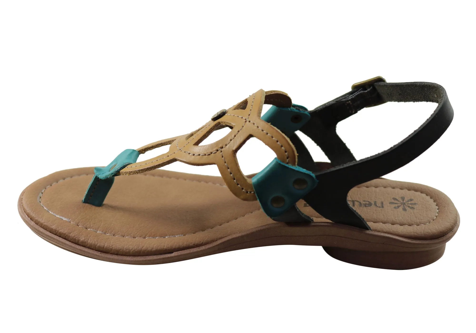 New Face Ellis Damen Bequeme Ledersandalen Hergestellt in Brasilien New Face Schuhe