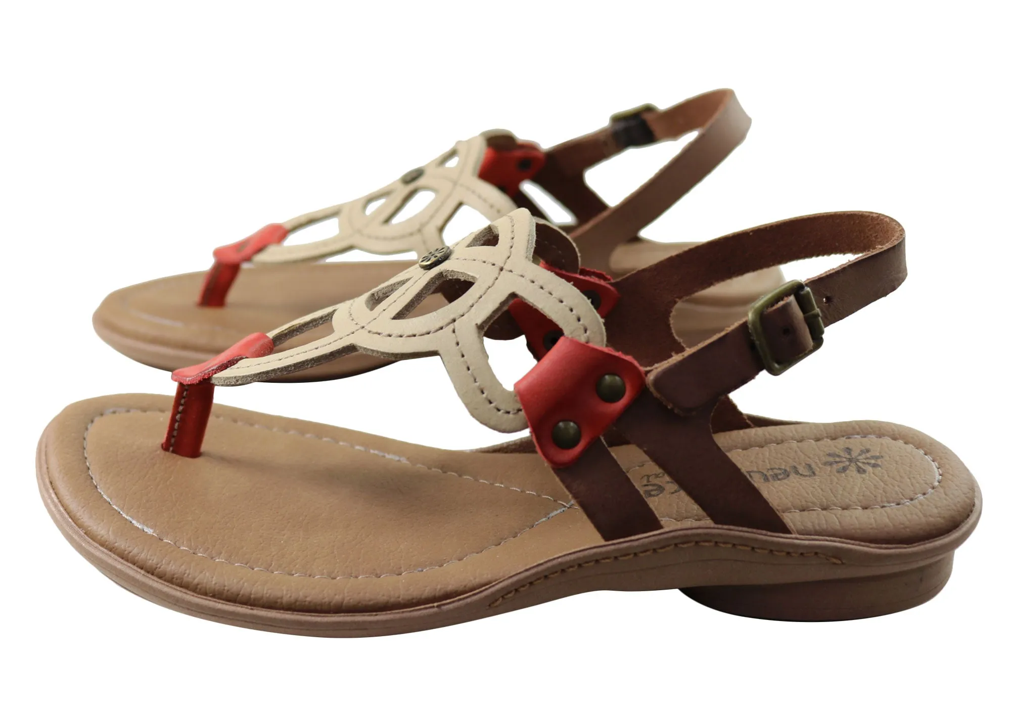 New Face Ellis Damen Bequeme Ledersandalen Hergestellt in Brasilien New Face Schuhe