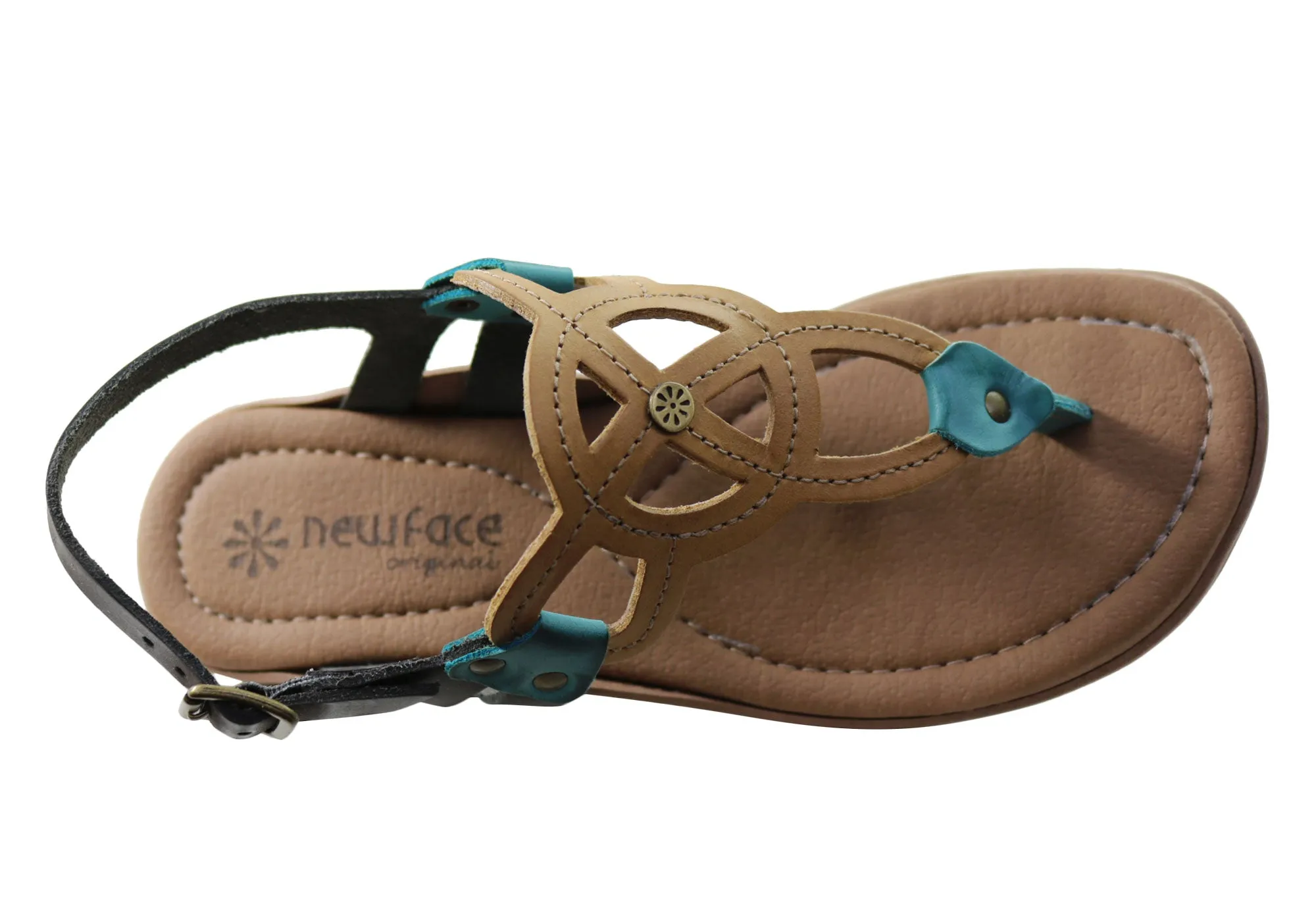 New Face Ellis Damen Bequeme Ledersandalen Hergestellt in Brasilien New Face Schuhe
