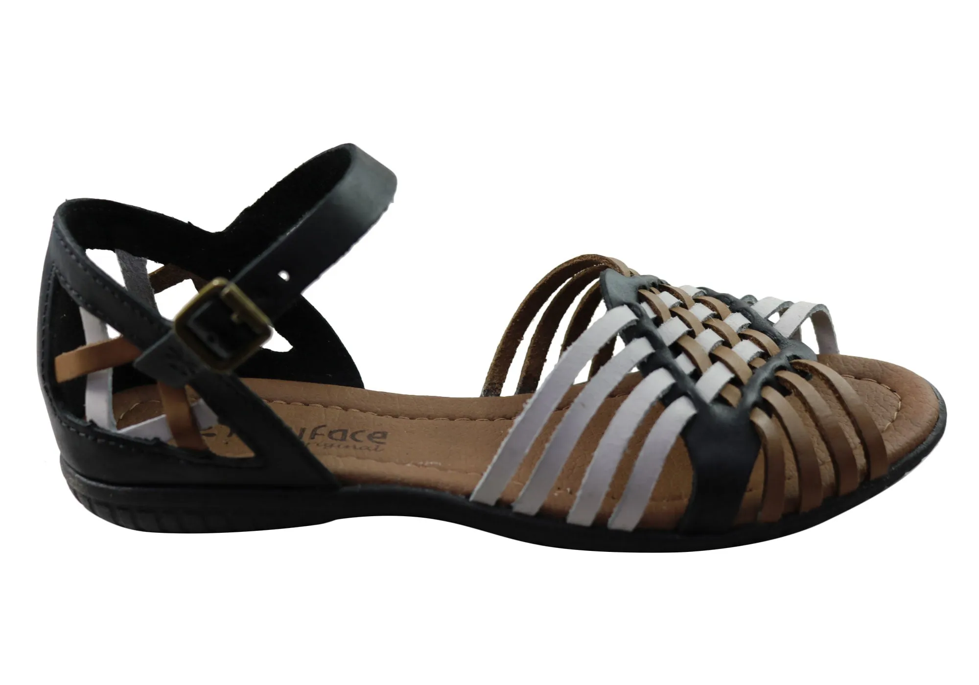 Neues Gesicht Tamara Damen Bequeme Ledersandalen Hergestellt in Brasilien New Face Schuhe