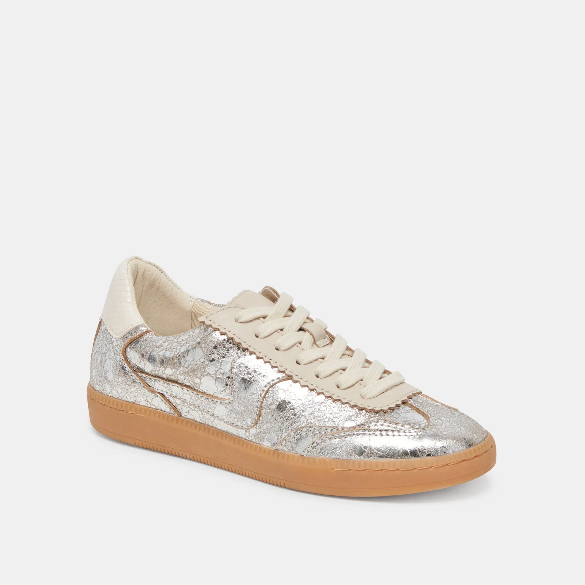 HINWEIS BREITE SNEAKERS SILBER ANTIKE LEDER
