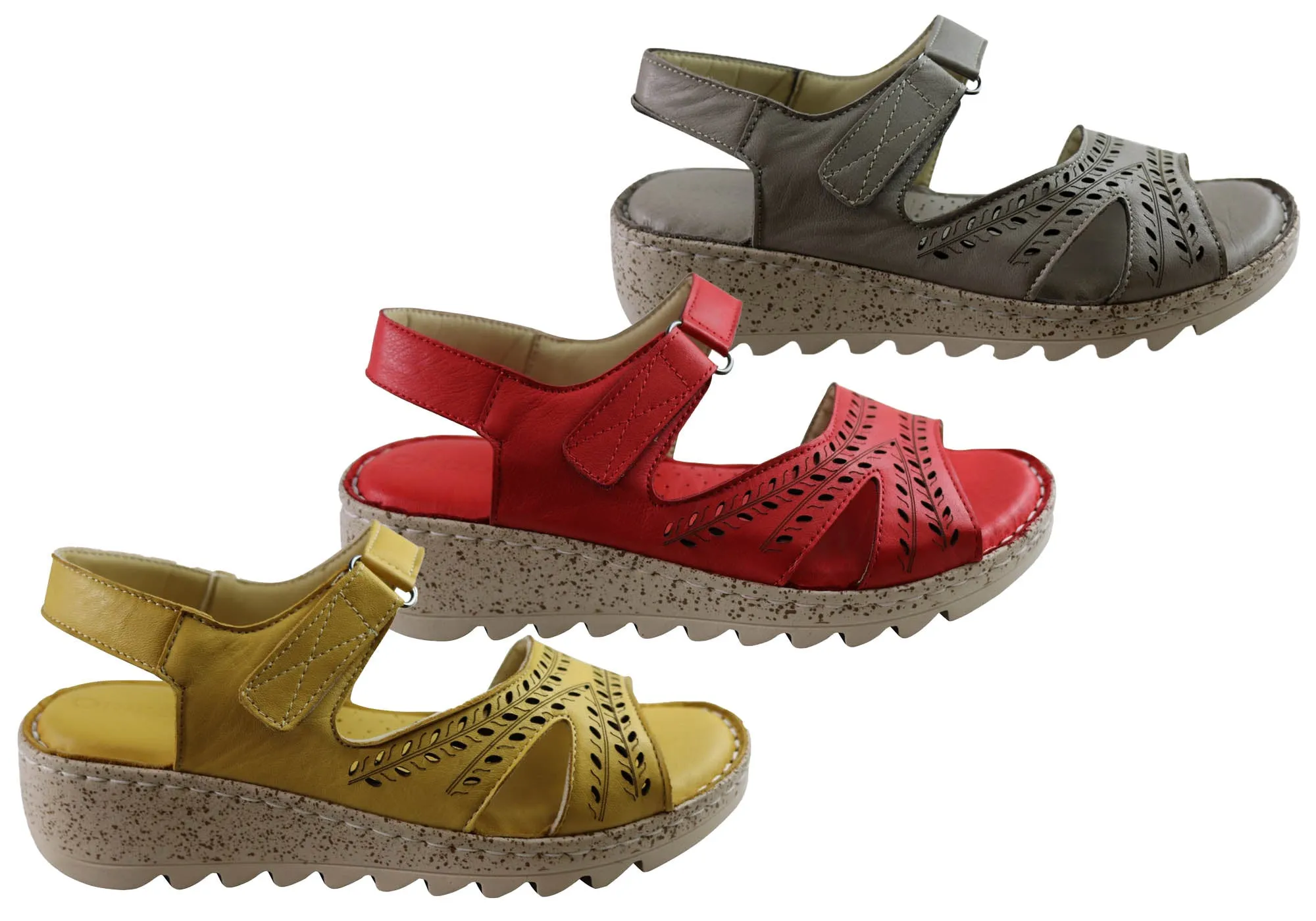 Orizonte Blanche Damen Europäische Bequeme Ledersandalen Orizonte Schuhe