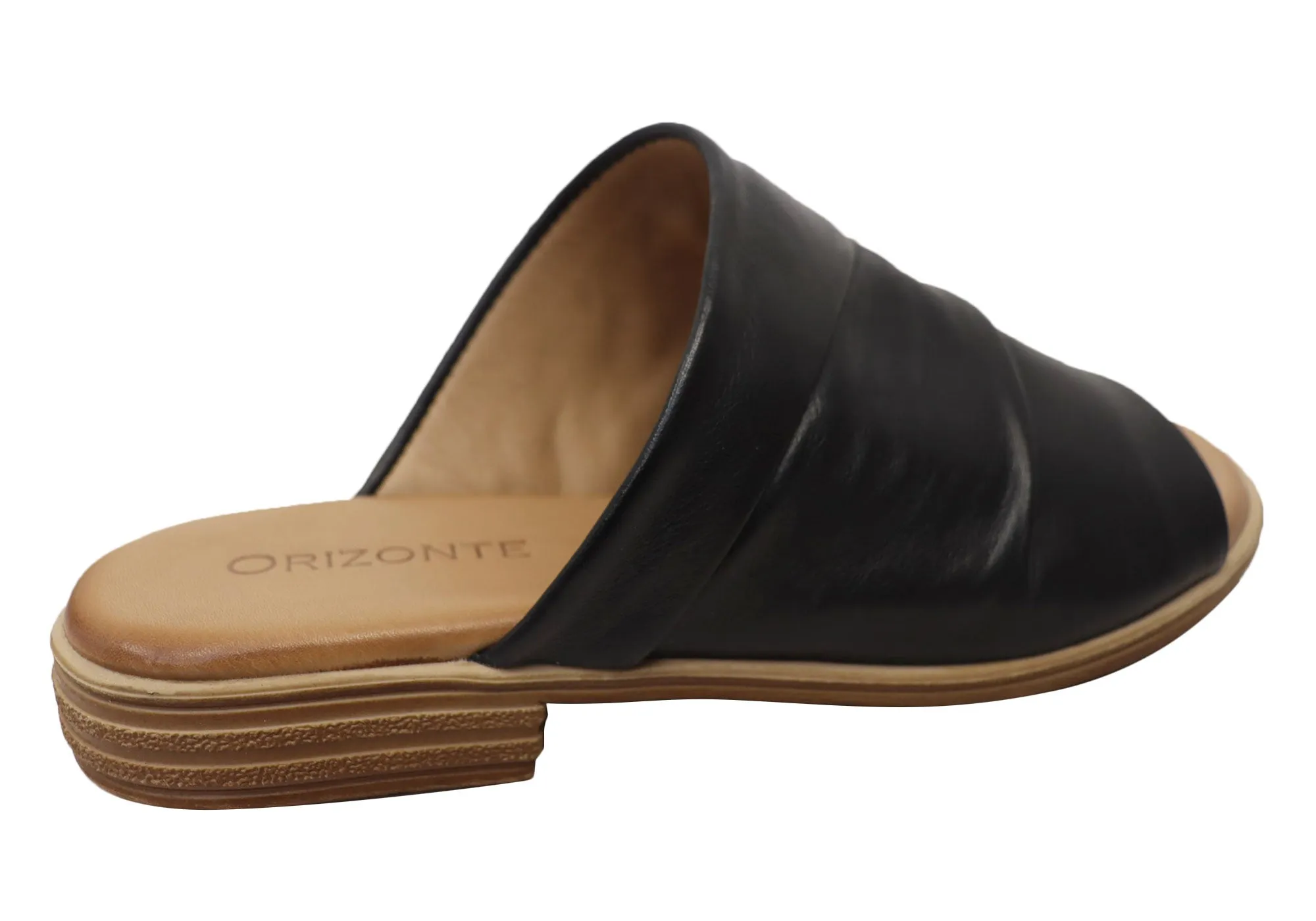 Orizonte Canberra Damen Europäische Leder Bequeme Slides Sandalen Orizonte Schuhe