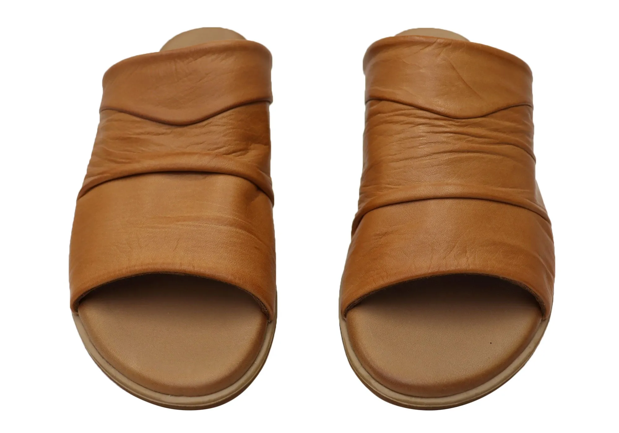Orizonte Canberra Damen Europäische Leder Bequeme Slides Sandalen Orizonte Schuhe