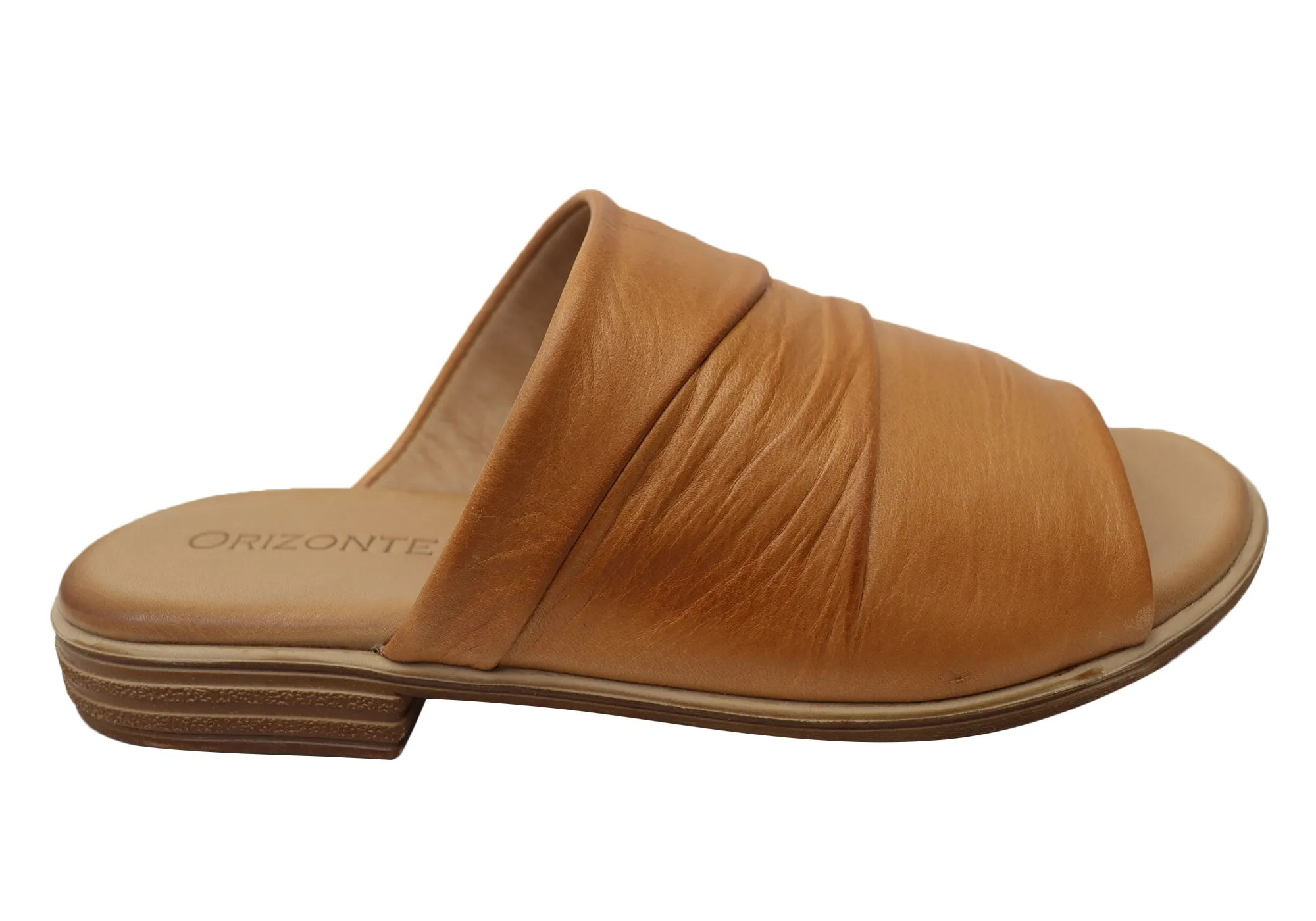 Orizonte Canberra Damen Europäische Leder Bequeme Slides Sandalen Orizonte Schuhe