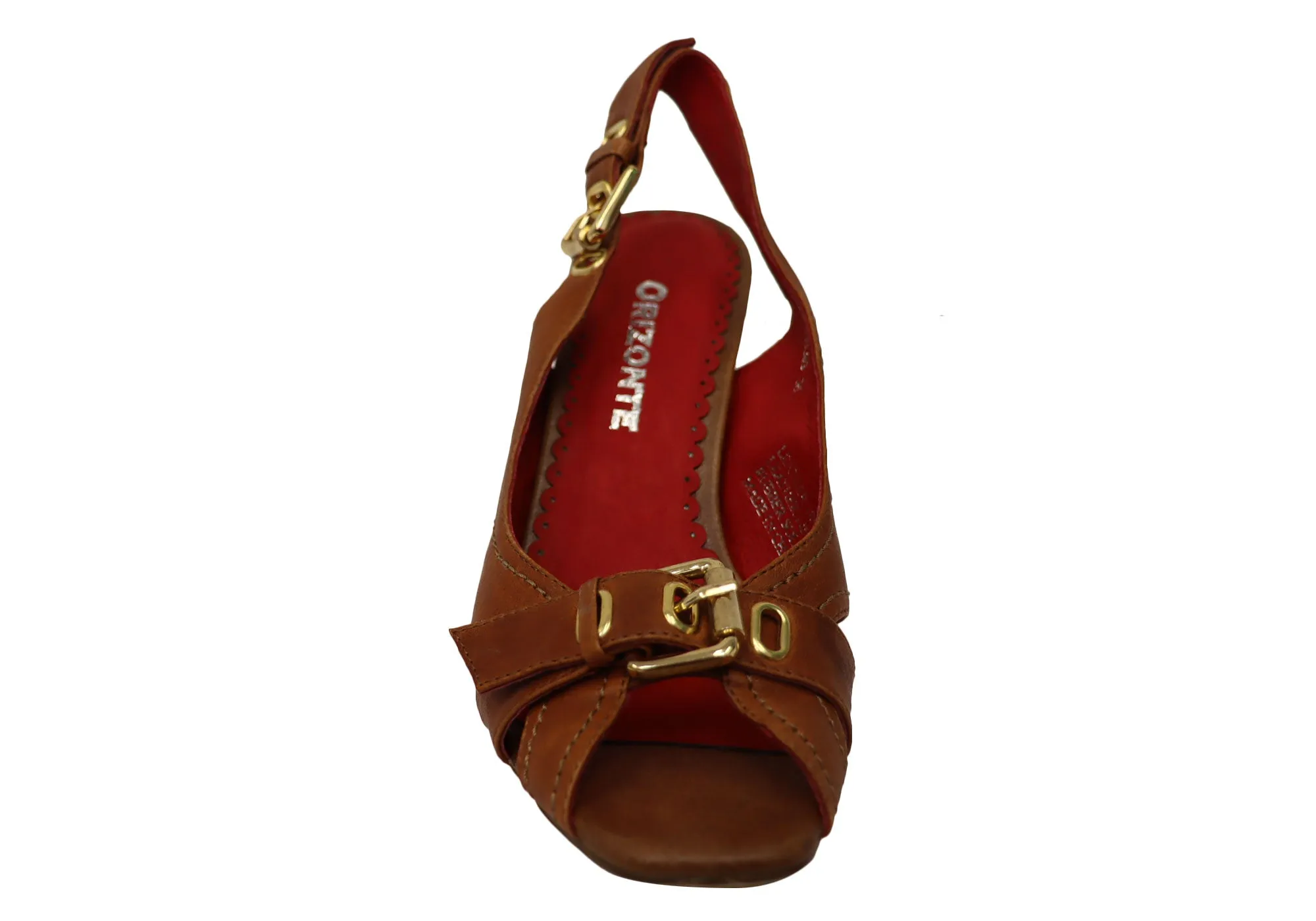 Orizonte Palms Damen Leder Absatz Sandalen Orizonte Schuhe