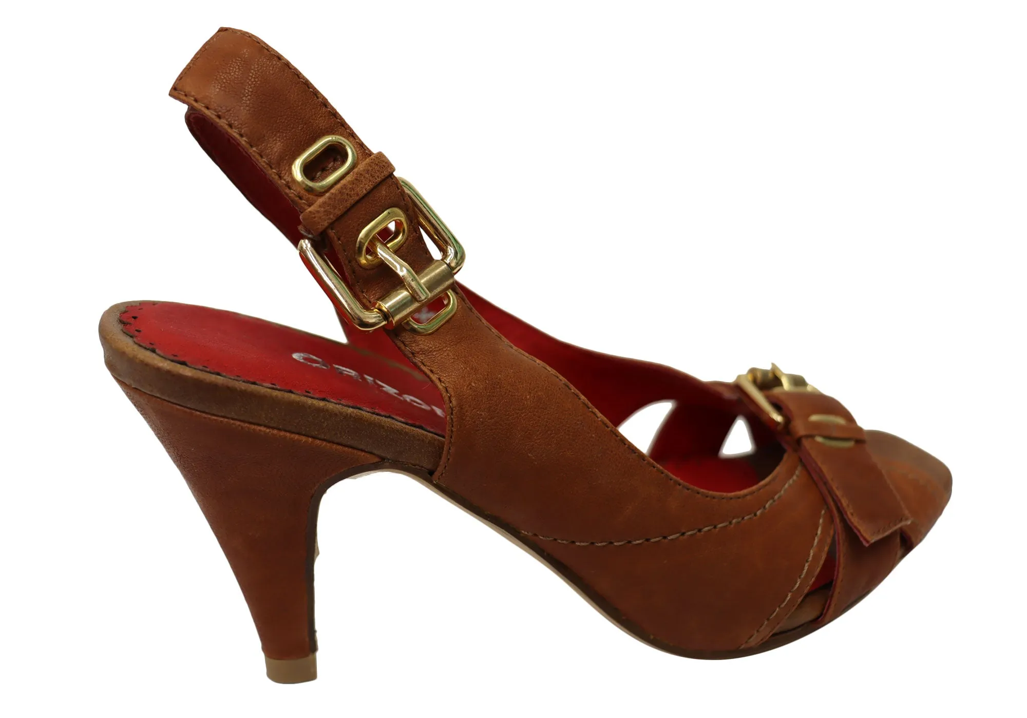 Orizonte Palms Damen Leder Absatz Sandalen Orizonte Schuhe