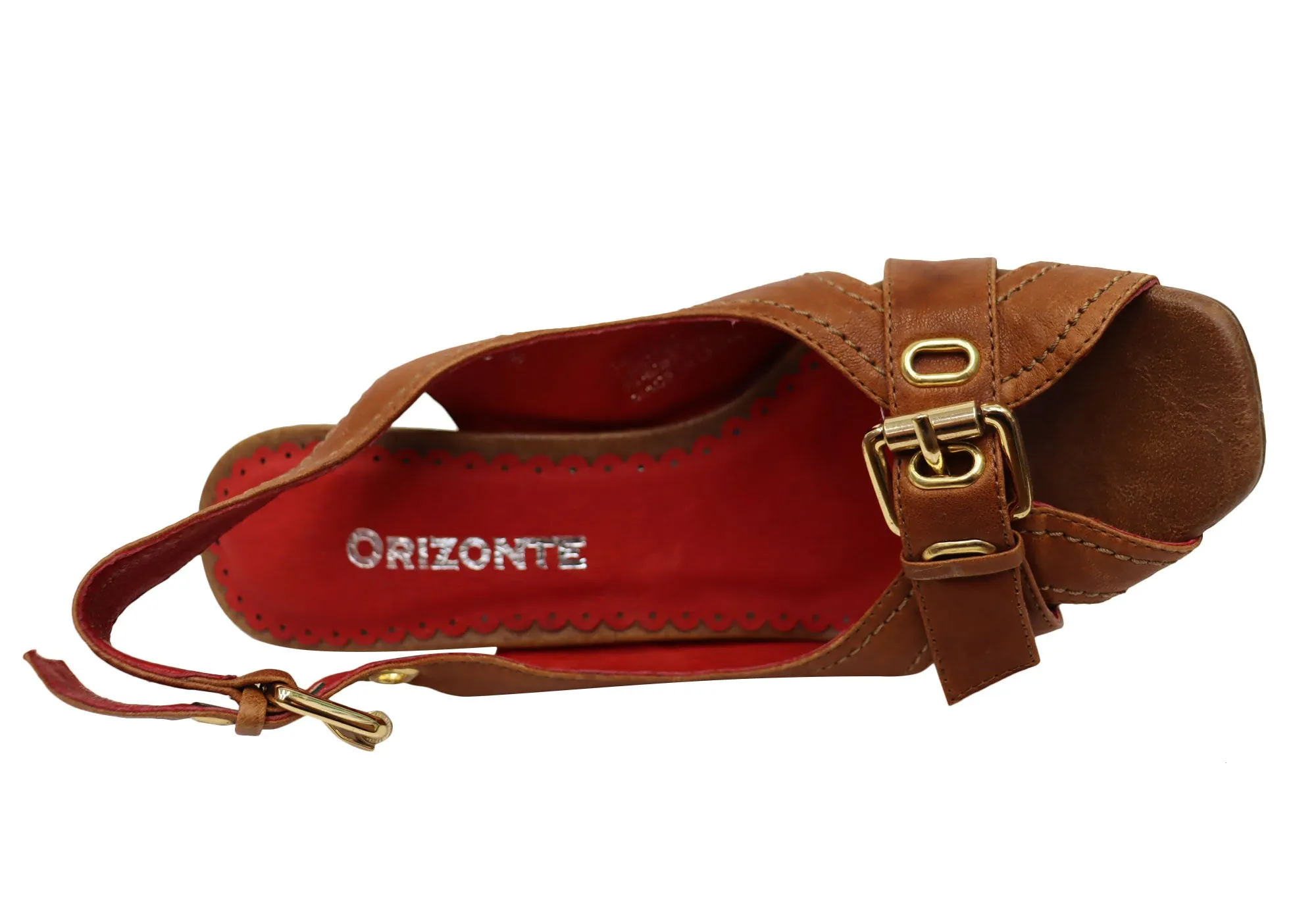 Orizonte Palms Damen Leder Absatz Sandalen Orizonte Schuhe