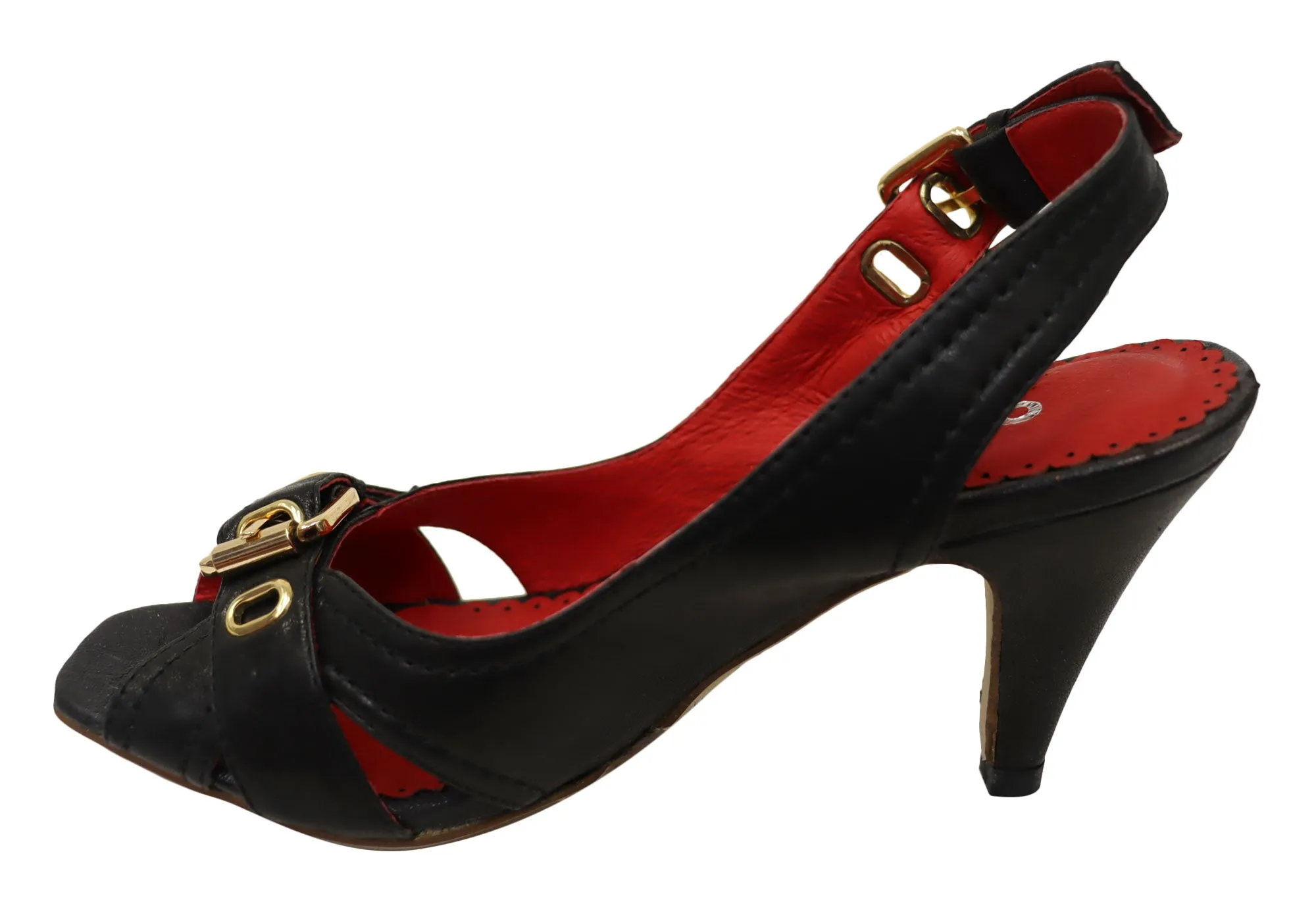 Orizonte Palms Damen Leder Absatz Sandalen Orizonte Schuhe